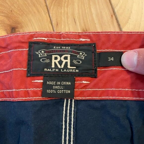Surf By Double RL RRL Mens Board Shorts Swim Blue Red Drawstring 100% Cotton 34 - Picture 6 of 6